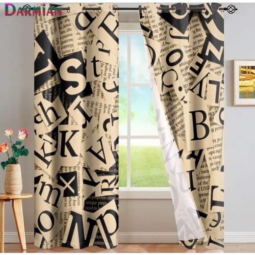 DARMIAN Home Bedroom Decoration Retro Newspaper Pattern Design European Style Window Curtain Soundproof Modern Blackout Curtains