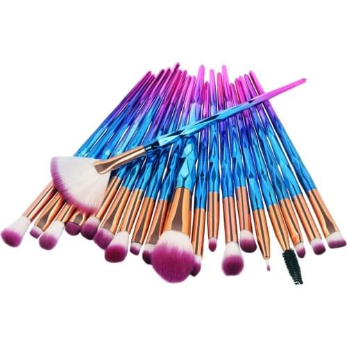 Dropshipping 20pcs Makeup Brush Soft Nylon Hard Colorful Plastic Handle Cosmetic Tools SMJ