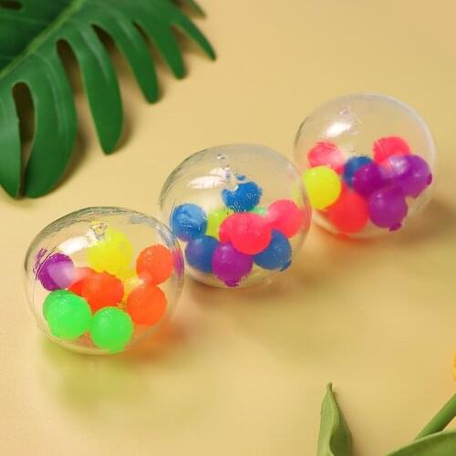 Spongy Bead Stress Ball Toy Squeezable Stress Squishy Toy Stress Relief Ball Anti-stress Toys Spongy Rainbow Ball Toy Hot Sale