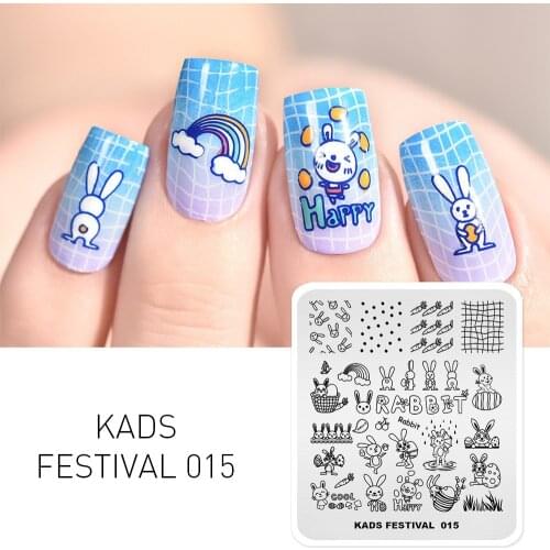 KADS Nail Stamping Plates Festival 015 Cute Easter Rabbit Nail Art Design Template for Manicure Stamper Stencil Nails Tool