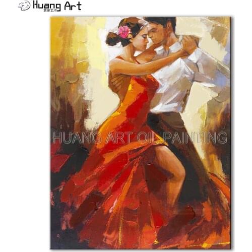 Handmade Tango Oil Painting on Canvas by Skilled Artist Impression Knife Dancer Wall Painting for Living Room Decoration Art