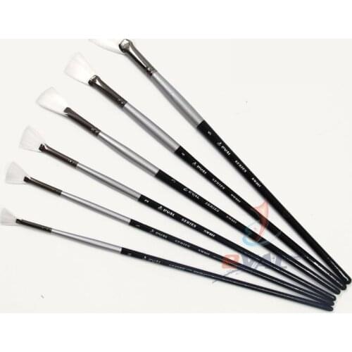 6pcs/set paint brush Fine white color nylon hair fan-shaped Birch long pole acrylic brush art painting supplies artist paint