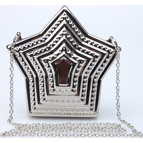Classic Star Shaped Handbags Ladies Metal Crossbody Phone Bag Wallet Evening Wedding Bridal Purse Clutch Bag for Women 2019