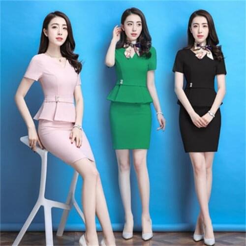 Summer OL professional womens suit Slim beautician beauty salon overalls stewardess uniform fashion professional suit TB18179