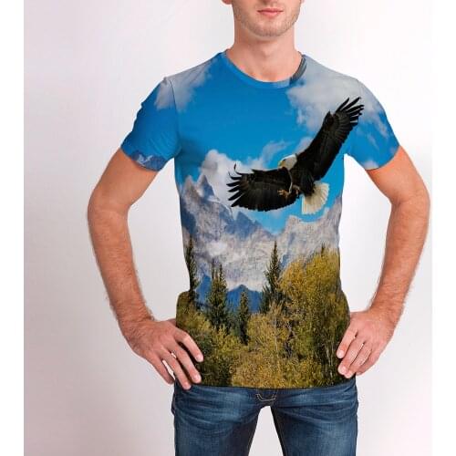 2021 Summer New Funny 3d T Shirt Summer Hipster short sleeve Tee Tops The eagle in the blue sky O-neck hip hop T-shirt