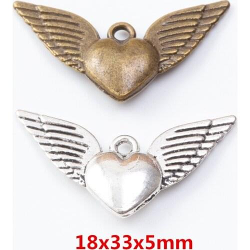 20 pieces of retro metal zinc alloy wing pendant for DIY handmade jewelry necklace making 7314