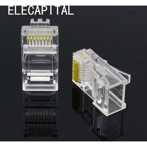 Free Shipping Brand New 100PCS Crystal Head RJ45 CAT5 CAT5E Modular Plug Gold Plated Network Connector