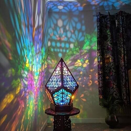 Pole Star Wood Floor Lamp Diamond Lamp Led Projection Bohemian Floor Decorative Lamp background lighting for festive yoga tents