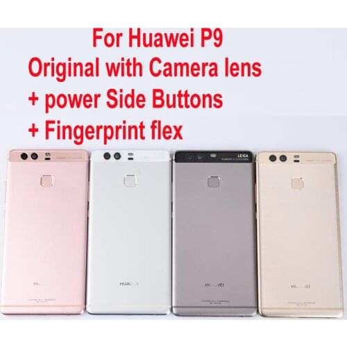 Original Battery Door Housing Case For Huawei P9 Back Cover + Power Volume Buttons + Fingerprint Sensor Flex Cable + Camera lens