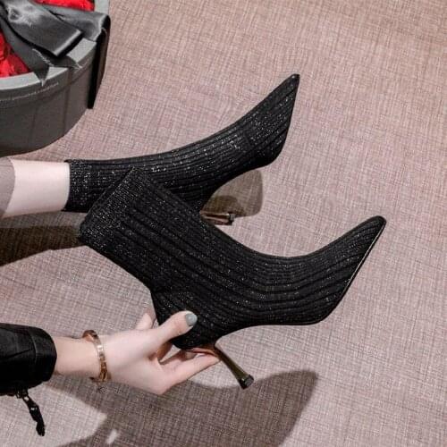 Autumn and winter high heels women stiletto 2021 new medium tube elastic boots socks pointed toe