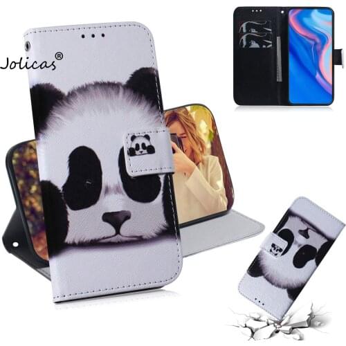 P Smart Z Panda PU Leather Flip Phone Bag For etui Huawei P Smart Z Telefoon Cover sFor Huawei capa Y9 Prime 2019 Cases Cartoon