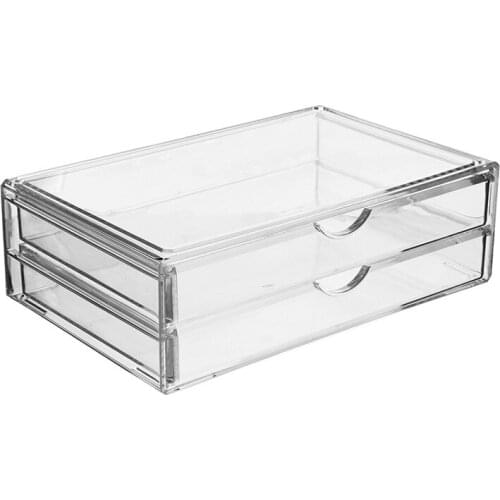 2 Layer Plastic Transparent Lipstick Nail Polish Organizer Cosmetics Display Rack Storage Case Jewelry Organizer Box 34.5cm