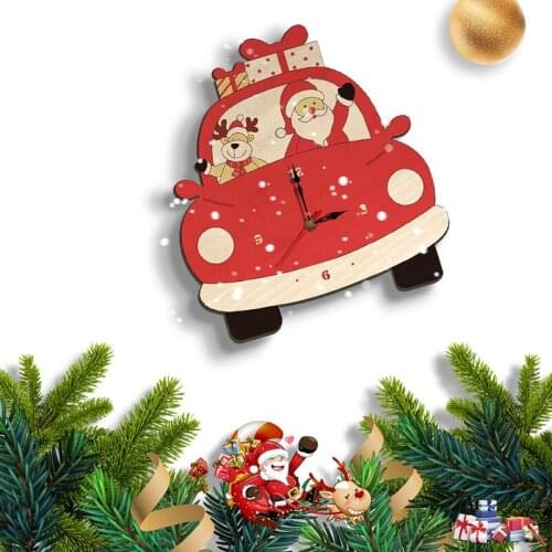Christmas Cartoon Car Shape Wall Clock Christmas Decoration Christmas Creative Cartoon
