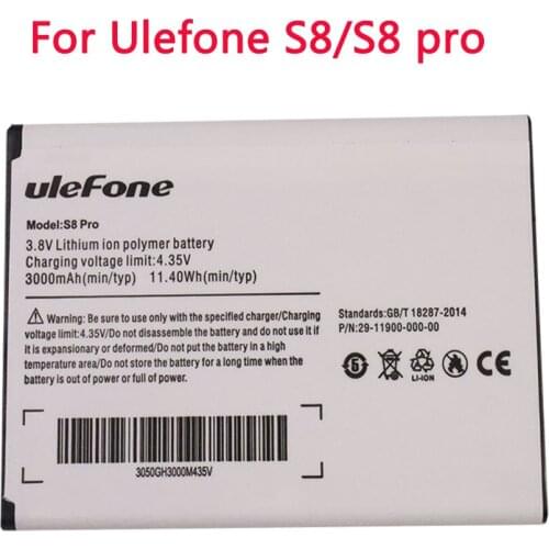3.8V 3000mAh Ulefone S8 Battery Replacement S8pro Li-ion Cell Phone Batteries for Ulefone S8/S8 pro MTK6737 MTK6580