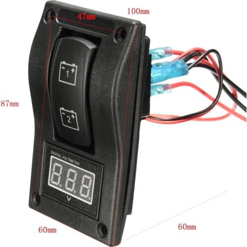 High Quality DC 12V Car Boat Dual Battery Test Panel Rocker Switch LED