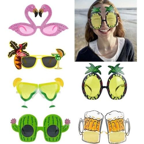 1Pcs Tropical Hawaii Party Funny Glasses Pink Flamingo Unicorn Summer Sunglasses For kid Beach Wedding Birthday Party Photo Prop