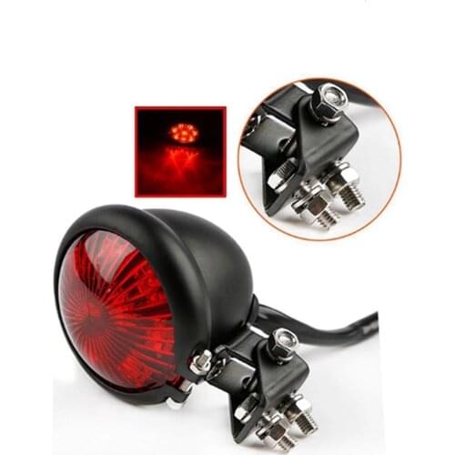 Motorcycle Led Brake Tail Light Retro Small Round Tail Lamp 12v Adjustable Cafe Racer Rear Taillight For Chopper Signal Light