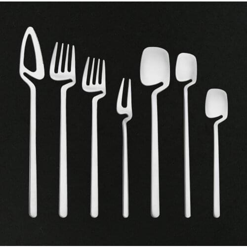 Western Dinner Spoon Fruit Fork Set Dinnerware Set 18/10 Stainless Steel Matte Silver Cutlery Set Tableware Set Drop Shipping