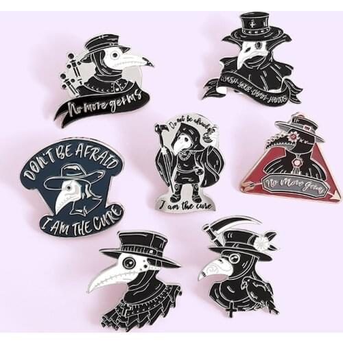 Punk Doctor Crow Beak Brooch For Backpacks Enamel Pin Shirt Pins Metal Broche for Women Badge Pines Brooches Jewelry Accessories