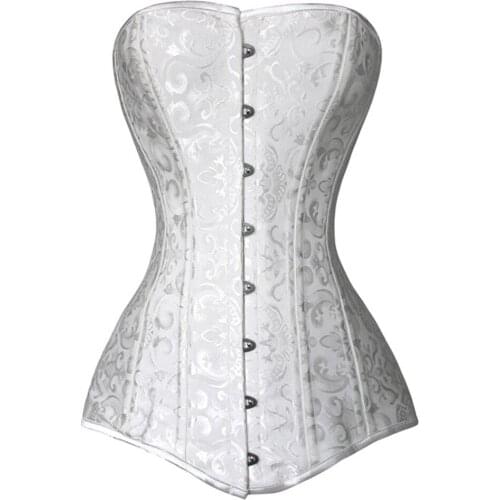 Womens 14 Steel Double Boned Overbust Long Torso Corsets Bustiers Waist Trainer Hourglass Corsets Cincher Plus Size Corselet Top