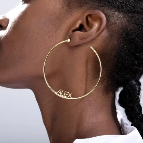 Big Hoop Earring Custom Name Jewelry Stainless Steel For Women Gold Color Wedding Accessory Fashion Letters Bijoux Gifts