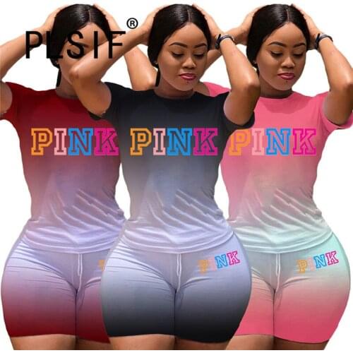 O Neck Short Sleeve Letter Print Crop Top And Hot Short 2 Pieces Set Casual Lady Fashion Tracksuits