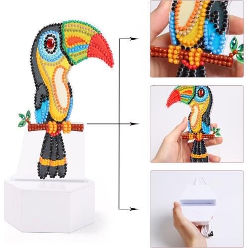 ZOOYA DIY Diamond Painting Led Light Lamp Special Shaped Diamond Mosaic Parrot Cross Stitch Embroidery Diamond Art Home Gift