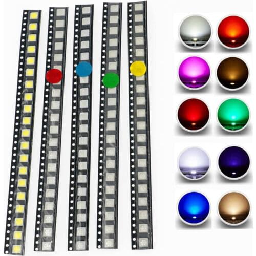 100pcs 5050 (2020) SMD LED Emitting Diode Lamp Chip Warm Cool White Red Green Blue Yellow Orange UV Pink SMT Light Beads