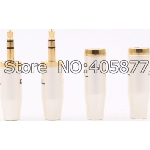 2set 1/8" 3.5mm male 3 pole stereo plug + female jack Audio TRS connectors