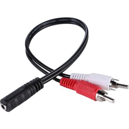 3.5mm Female Stereo to 2-RCA Male Plug Aux Audio Headphone Jack Converter Adapter Cable for DVD TV VCD Audio Cables Red White