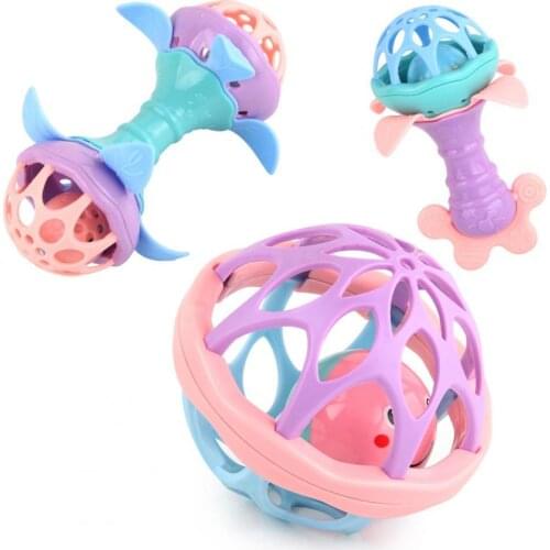 3Pcs Rattle Toy Wear-resistant Safe Soft Glue Shaking Bells Hammer for Newborn