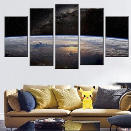 5 panel universe planet picture poster modular wall art HD printing modern painting canvas home decoration frame living room