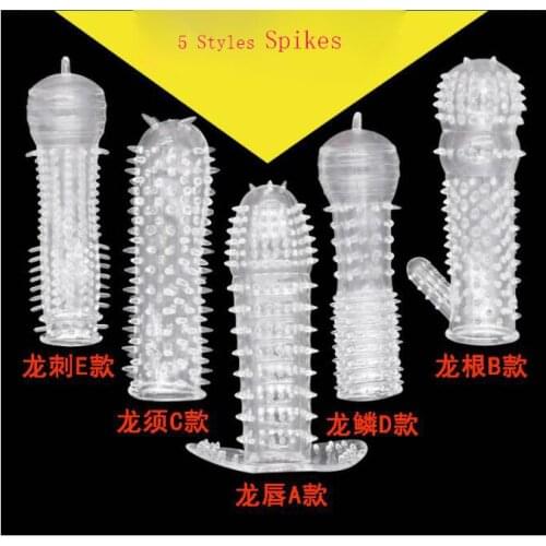 1PCS Penis Extend Sleeve Reusable Spike Condoms Cock Penis Sleeve Male Enlargement for Men Delay Dick Cock Cover Adult Sex Toys