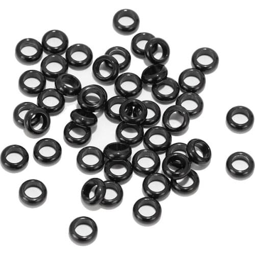 50pcs Stainless Steel Black Tone Large Hole Spacer Beads 6mm/8mm Accessories Beads Connectors For DIY Jewelry Making Findings