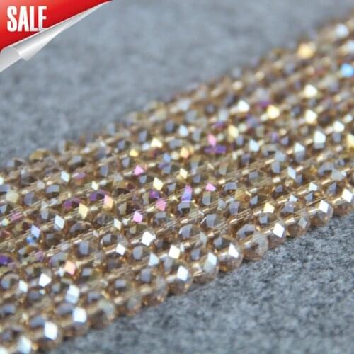 6*8mm Faceted Rose Gold AB+ colorful glass Crystal chalcedony beads loose 70Pcs DIY Jewelry making design wholesale