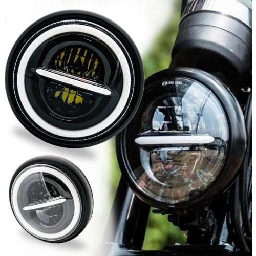 7.5 Inch Motorcycle LED Headlight Universal Motor 7inch Round Head Lamp Black Headlamp for Harley Cafe Racer Bobber Honda