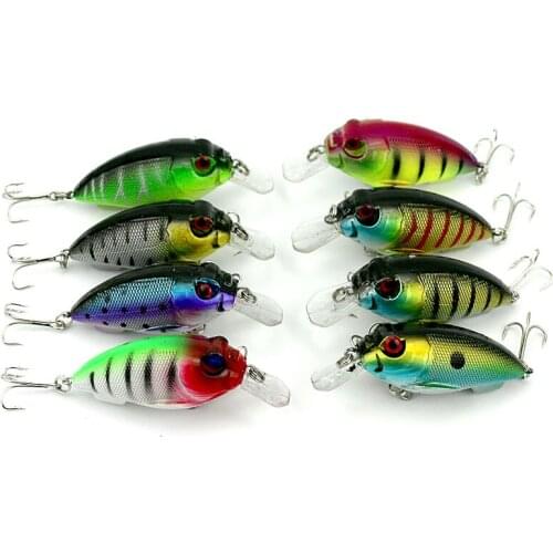 Big Sale 8pcs Fat Minnow Fishing Lures Hard Plastic Crankbait Fishing Tackles 3D Fish Eyes Artificial Pesca Swim Bait 7cm 9.6g