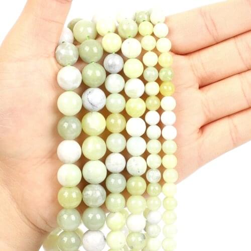 Natural Stone Beads Mustard Stone Round Loose Beads for Jewelry Making Needlework Bracelet DIY 4-12 MM