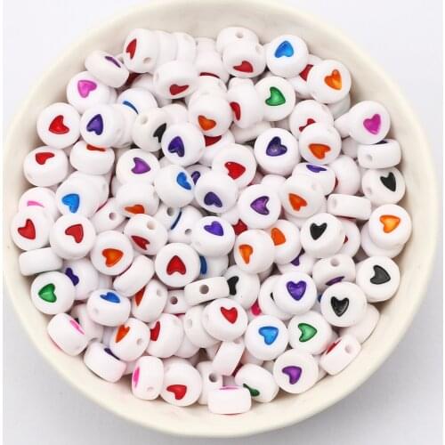 4*7mm Mixed Love Heart Acrylic Beads Round Flat Loose Spacer Beads For Jewelry Making DIY Crafts Scrapbooking Decoration