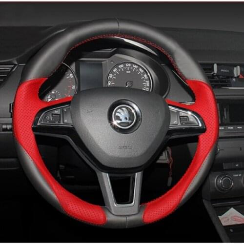 For Skoda SUPERB Kodiaq GT Yeti Octavia DIY custom leather suede car interior steering wheel cover car accessories