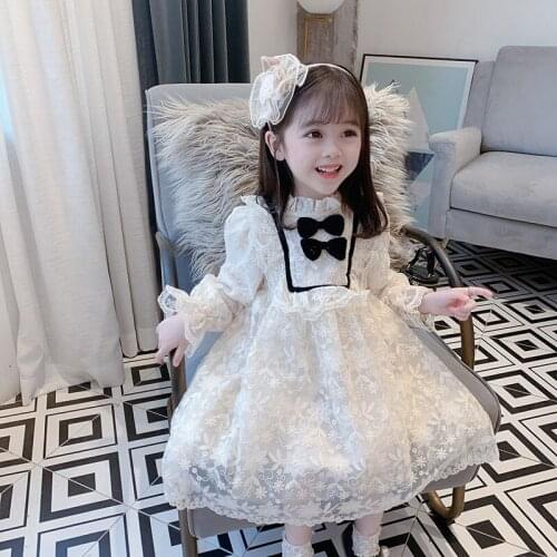 Lace Performance Dress for Girls Bow Flower Formal Wedding Party Girl Dress Kids Birthday Dresses Girls dress 2 3 4 5 6 7 8 9