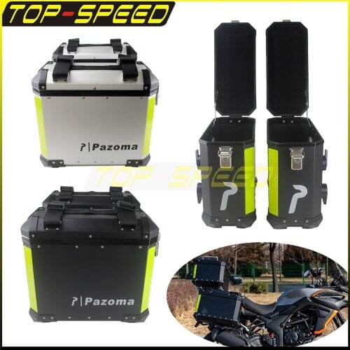 For BMW Honda Yamaha Kawasaki Triumph Cruiser Universal 2pcs 36L Side Pannier Boxes Tail Luggage Cargo Trunk Suitcase Aluminum
