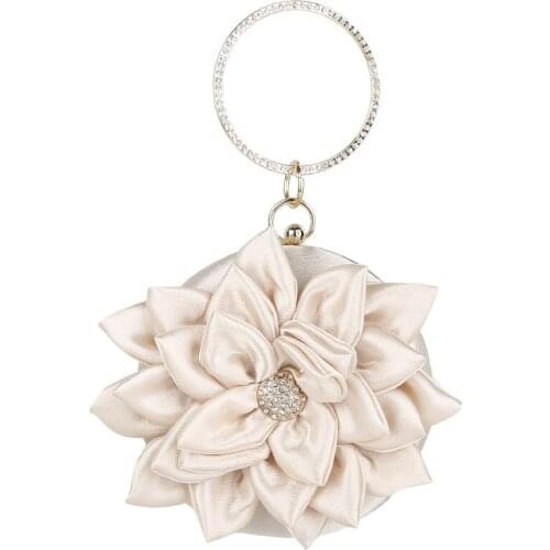 Women Girl Shoulder Party Wedding Banquet Fairy Style Evening Mini Bag Lotus Flower 2020 Luxury Lady Rhinestone Ring Handbag