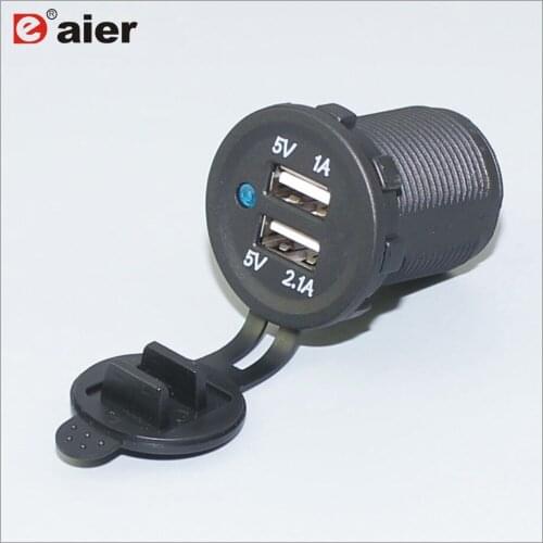 20PCS DS2013 Dual Car USB Socket, Car lighter Socker, with Waterproof Cover