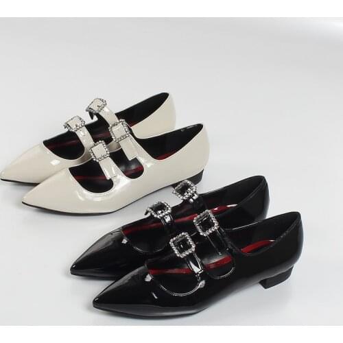 Crystal Womens Derby Shoes Female Footwear British Style Casual Sneaker Pointed Toe Modis Patent Leather Ballet Flats Rhineston