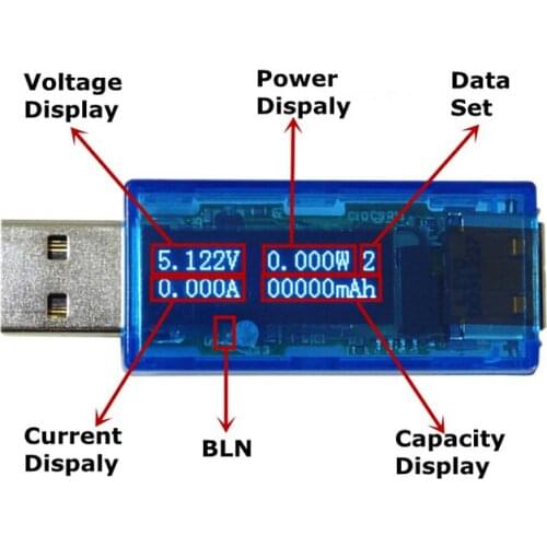 White USB 3.0 Version Oled Display Screen Usb Meter Detector Voltmeter Ammeter Power Capacity Current Voltage Tester