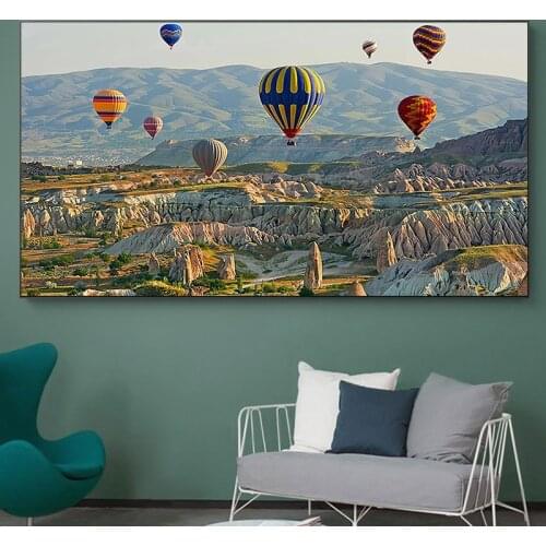 Canvas Painting Landscape Poster Print and Posters Istanbul Turke Hot Air Balloon Wall Art Picture Home Decor for Living Room