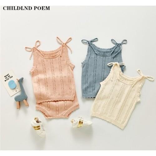 Baby Clothing set Summer Knitted Baby Clothes Infant Boys Girls Clothes Vest + Shorts Cotton Baby Outfits Toddler Clothes Set