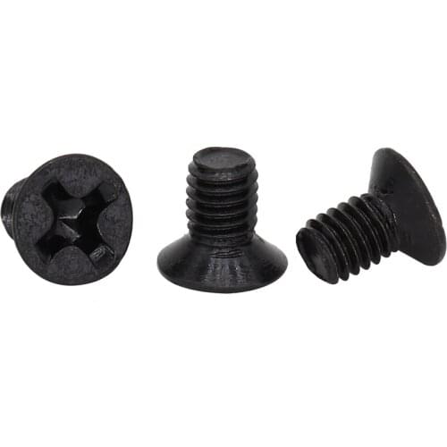 M2 M2*6/8/10/12 M2x6/8/10/12 Black Carbon Steel DIN965 Phillips Cross Recessed Countersunk Flat Head KM Micro Mini Machine Screw