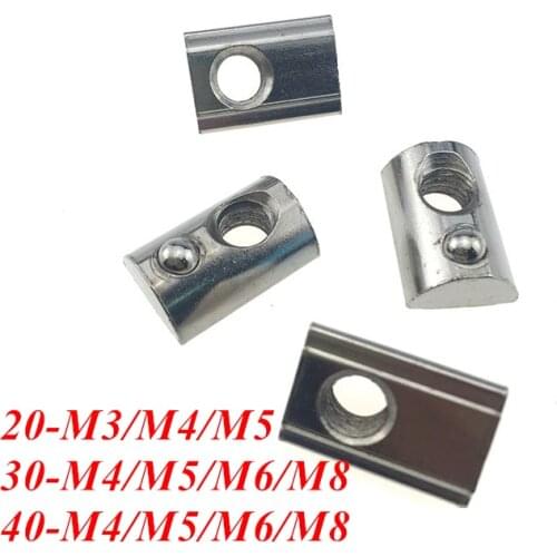 M3 M4 M5 M6 M8 T-Nut Half Round Elasticity Spring Nut Fasten Nuts 2020 3030 4040 4545 Aluminum Profile Asseccories